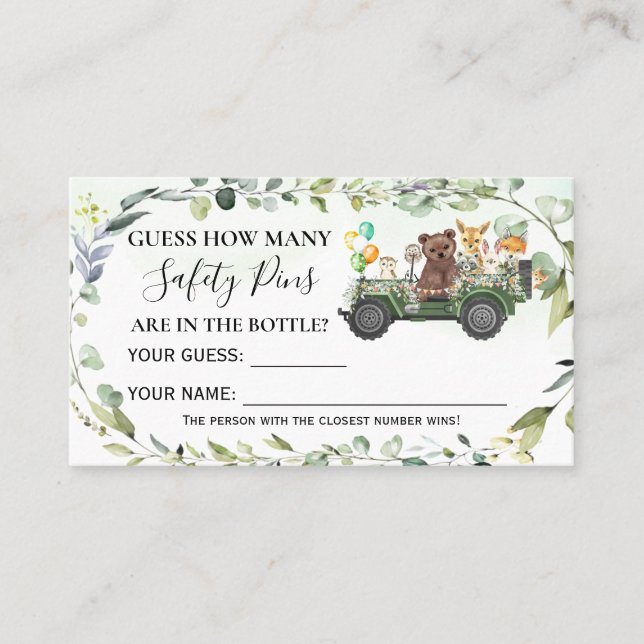 Cartão De Lugar Woodland Quantos Pinos De Segurança Placa Chá de f (Frente)