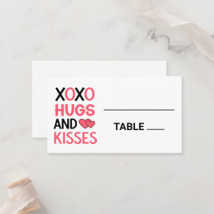 Cartão De Lugar XOXO HUGS BEIJA Casamento de Chás de panela do Cor