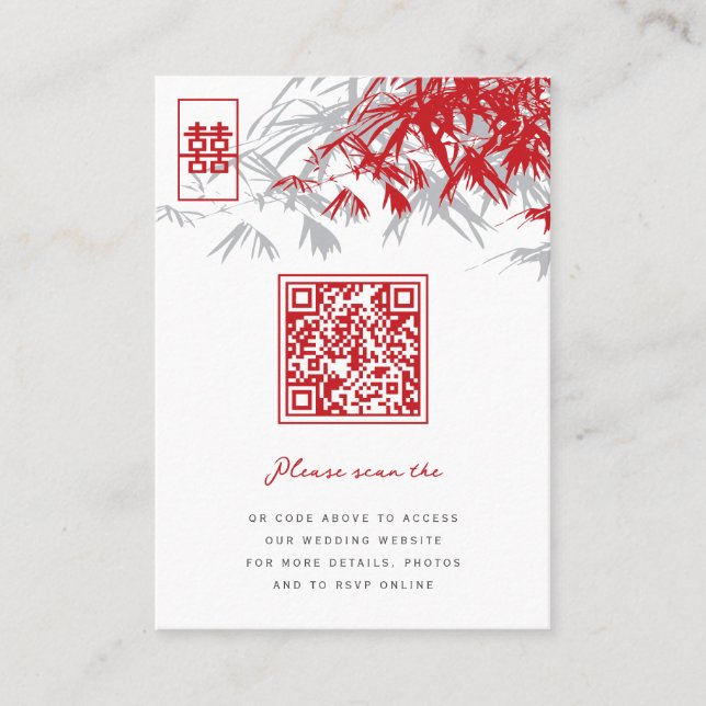 Cartão De Lugar Zen Bamboo deixa casamento chinês de felicidade du (Frente)