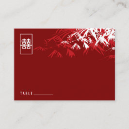 Cartão De Lugar Zen Bamboo deixa casamento chinês de felicidade du