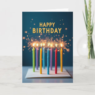 Cartão de Luzes de Aniversário Espelhadas