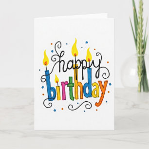 Cartão de Luzes de Aniversário Pintadas