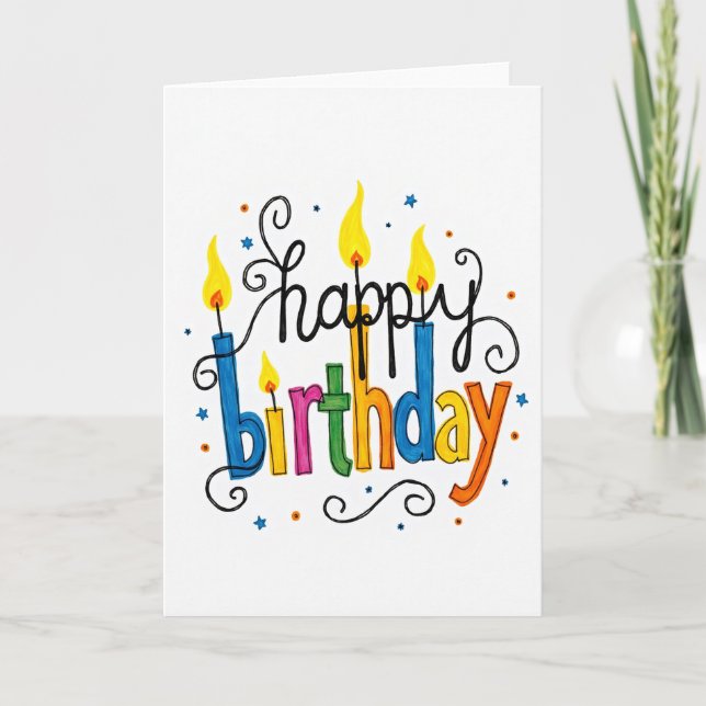 Cartão de Luzes de Aniversário Pintadas (Frente)