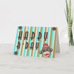 Cartão de Macaco de Meia Feliz Aniversário de Louc