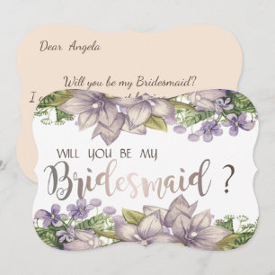 Cartão de Madrinha de Água-marinha Floral Elegante