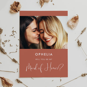 Cartão de Madrinha de casamento de argila vermelha