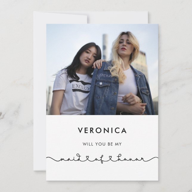 Cartão de Madrinha de casamento de coração de liga (Frente)