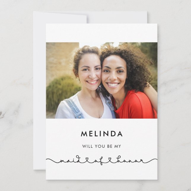 Cartão de Madrinha de casamento de coração de liga (Frente)