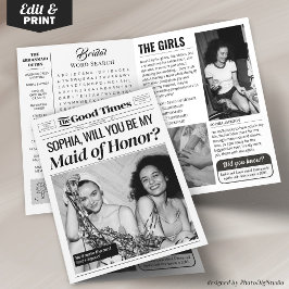 Cartão de Madrinha de casamento de Jornais de Casa