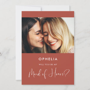 Cartão de Madrinha de casamento Elegante Terracott