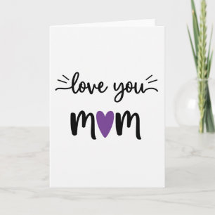 Cartão de Mãe com Coração Roxo Te Amo