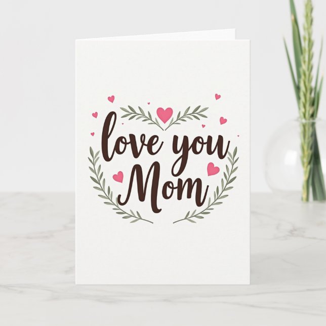 Cartão de Mãe com Letra Desenhada à Mão (Frente)