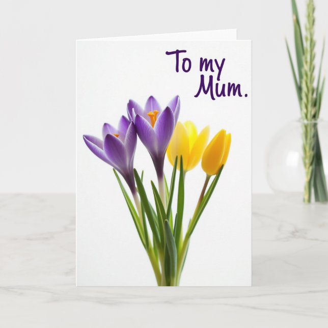 Cartão de Mãe com Violetas em Flor (Frente)