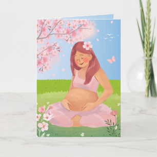 Cartão de Mãe da Natureza com Grávida Pastel Encan