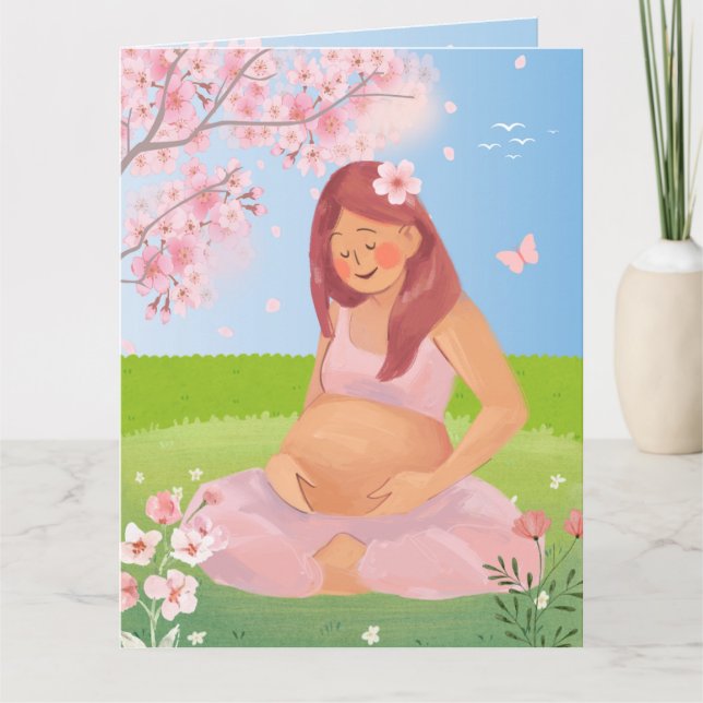 Cartão de Mãe da Natureza com Grávida Pastel Encan (Frente)