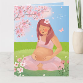 Cartão de Mãe da Natureza com Grávida Pastel Encan