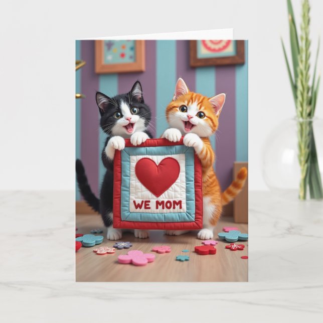 Cartão de Mãe de Gatinho Fofo (Frente)