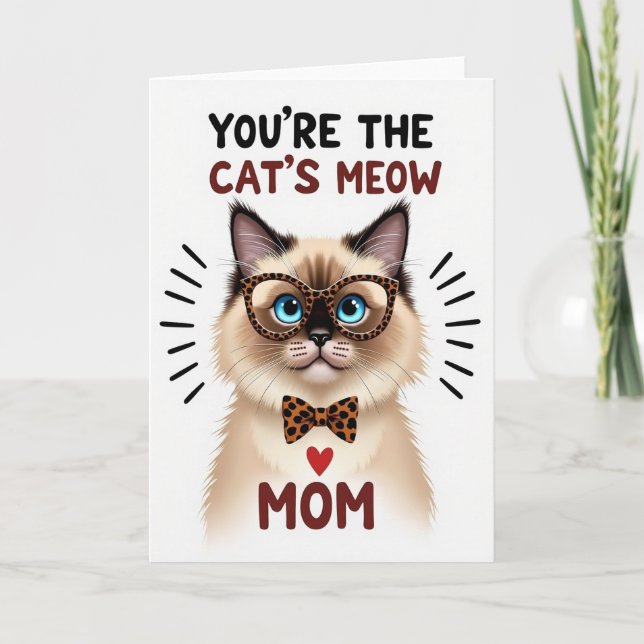 Cartão de Mãe de Gato Malhado (Frente)