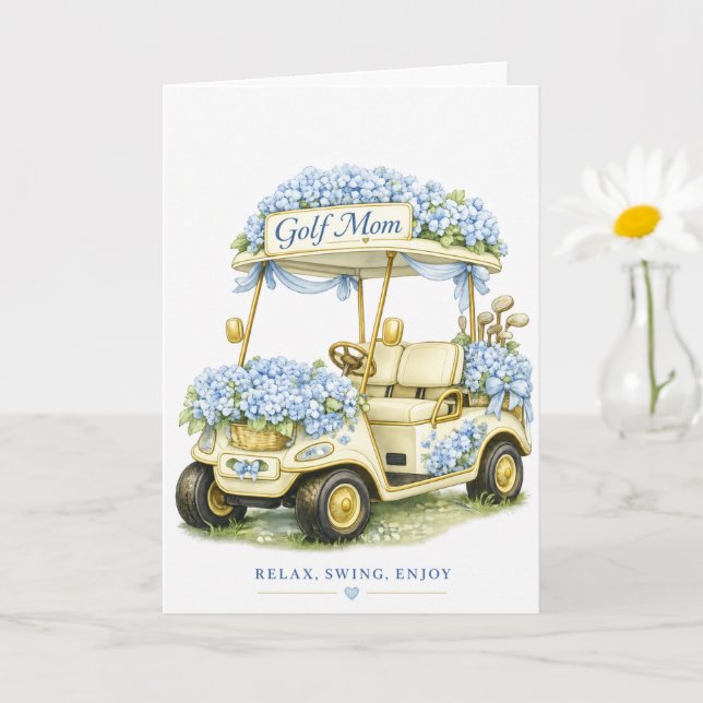 Cartão de Mãe de Golfe Hidrangea Floral Carrinho d (Planta pequena)
