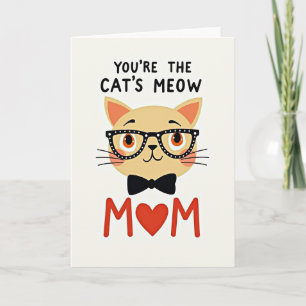 Cartão de Mãe do Gato de Bolinhas