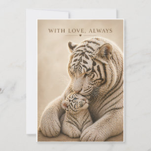 Cartão de Mãe e Filhote de Tigre Branco - Com Amor
