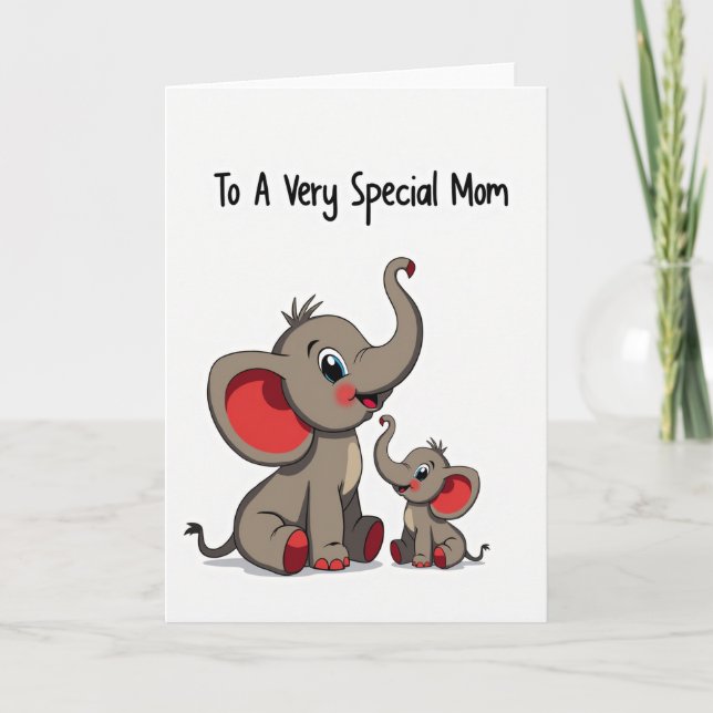 Cartão de Mãe Elefante Doce (Frente)