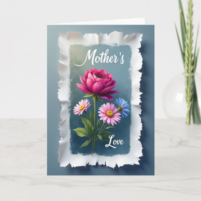 Cartão de Mãe Flor de Fúcsia Amada (Frente)