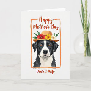 Cartão de Mães de Cachorro com Chapéu Floral