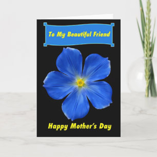 Cartão de Mães Flor de Açúcar Azul Vibrante
