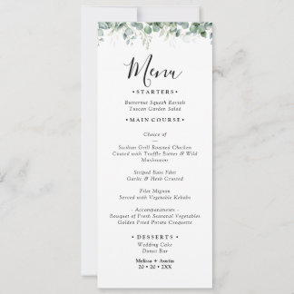 Cartão de Manu de Casamento de Verde Folhagem de E