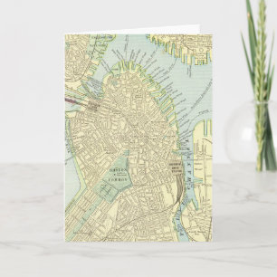 Cartão de Mapa Antigo de Boston