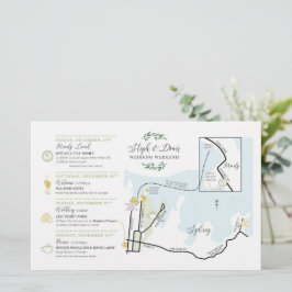 Cartão de Mapa de Boas-vindas do Dia do Casamento 