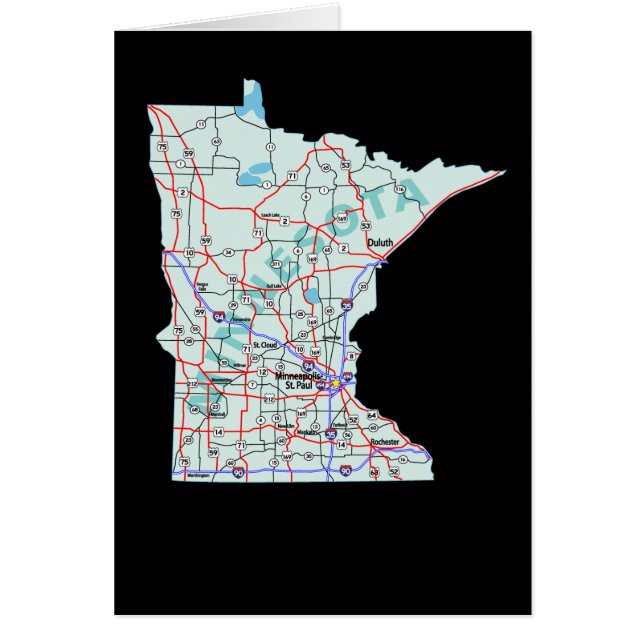 Cartão de Mapa Interestadual do Minnesota (Frente)