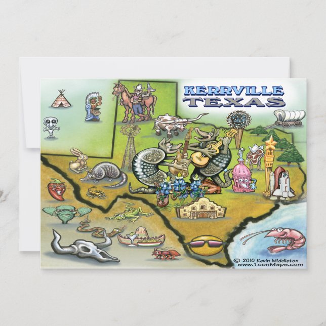 Cartão de Mapa TEXAS Kerrville (Frente)