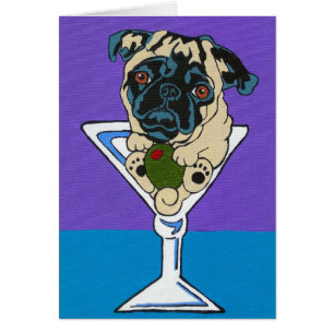 Cartão de Martini do Pug da jovem corça