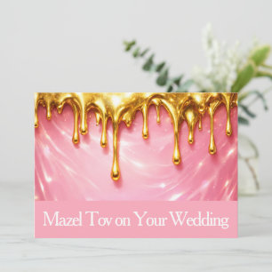 Cartão de Mazel Tov para Casamento, Rosa com Doura