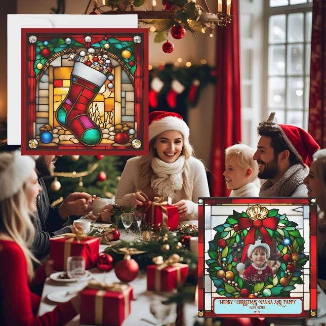 Cartão de Meia de Natal Vidro Pintado Falso (Criador carregado)