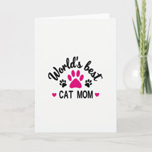 Cartão de Melhor Mãe de Gato Fuchsia Paw