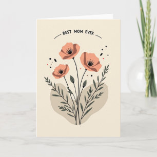 Cartão de Melhor Mãe Floral Listrado