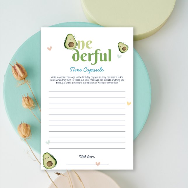 Cartão de Memória de primeiro aniversario Bastante (Cute Onederful Avocado 1st Birthday Memory Card)