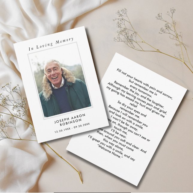 Cartão de Memória e Simpatia para Funeral com Foto (Criador carregado)