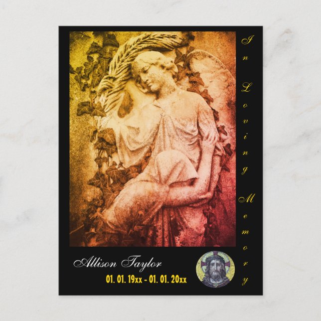 Cartão de memorial ou funeral personalizado, Anjo (Frente)