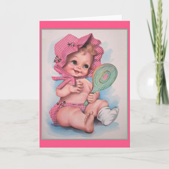 Cartão de Menina Bebê Vintage (Frente)