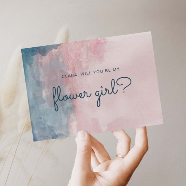 Cartão de menina cor de água rosa e azul (Criador carregado)