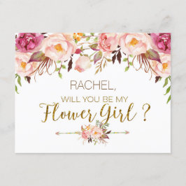 Cartão de Menina das Flores Floral de Primavera