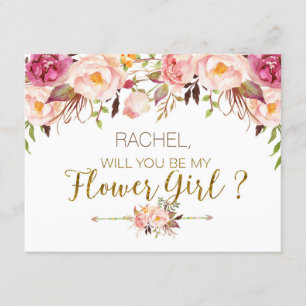 Cartão de Menina das Flores Floral de Primavera