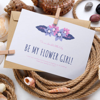 Cartão de Menina de Flor de Casamento Azul e Lavan