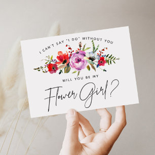 Cartão de Menina de Flores com Buquê Floral
