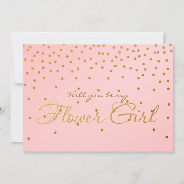 cartão de MENINA DE FLORES com Confete em Rosa e D (Frente)