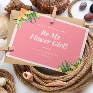 Cartão de Menina de Flores de Casamento Tropical